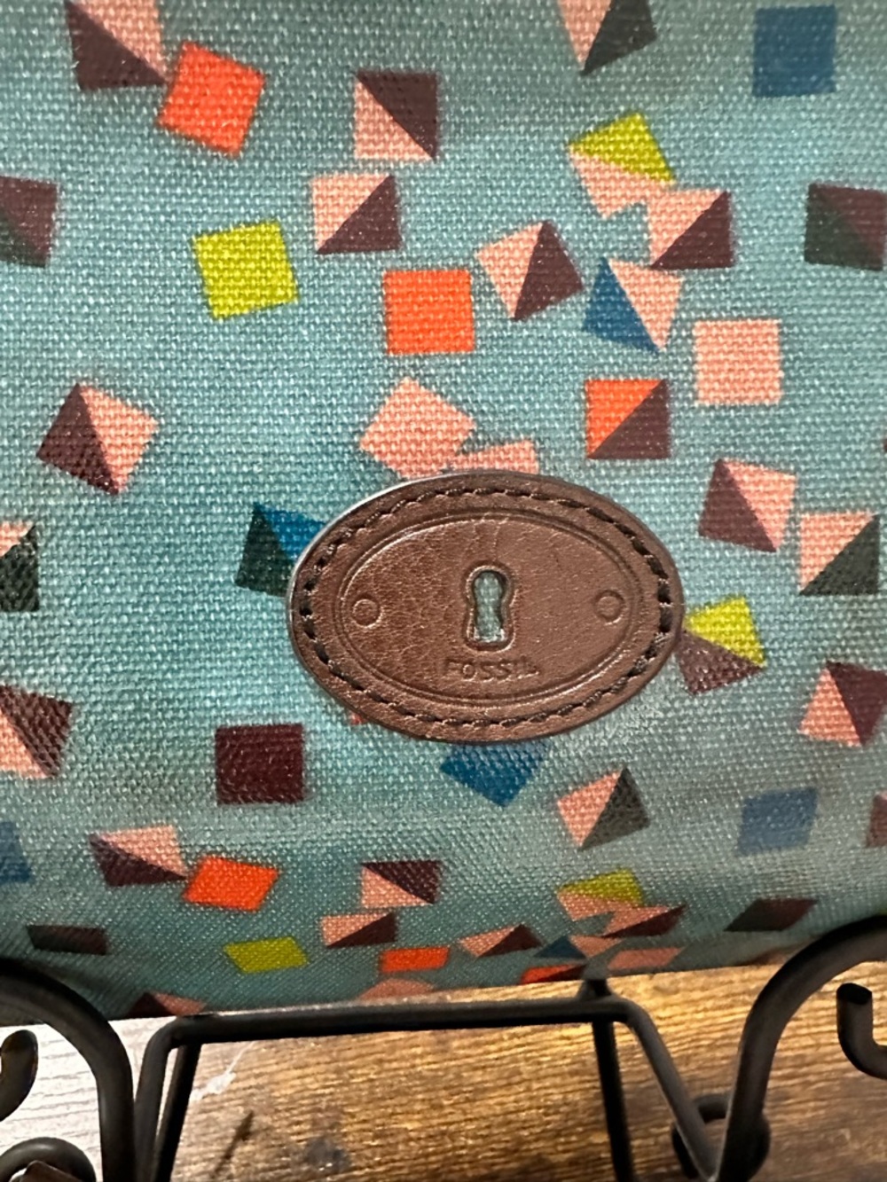 Fossil Printed Coated Canvas Cosmetic Bag Set (2-Piece) Teal Multi - Picture 4 of 8